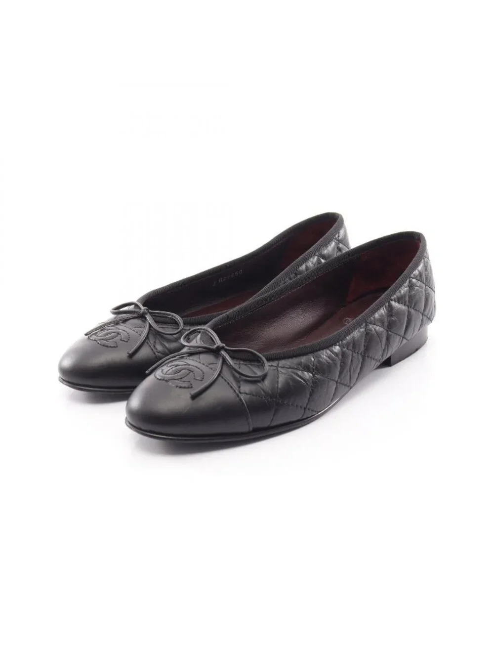 Chanel Pumps Ballerina Quilted CC Logo Leather Ballet Shoes